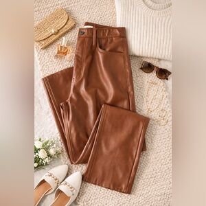 Abercrombie & Fitch Curve Love Faux Leather Pants 90s Straight Ultra High Rise